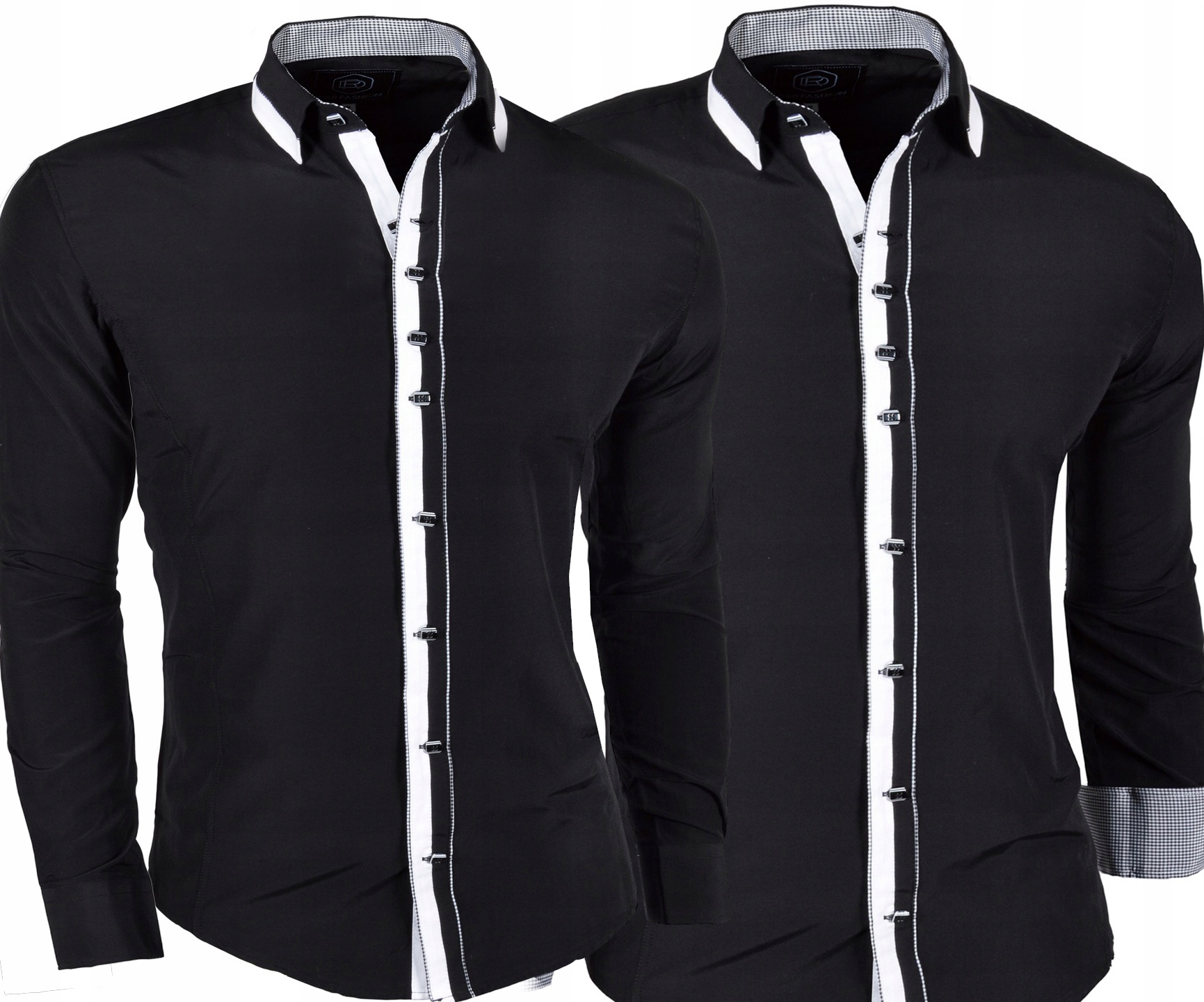 Pánská košile Regular Casual s kontrastem, bavlněná, rolovací, kostkované manžety