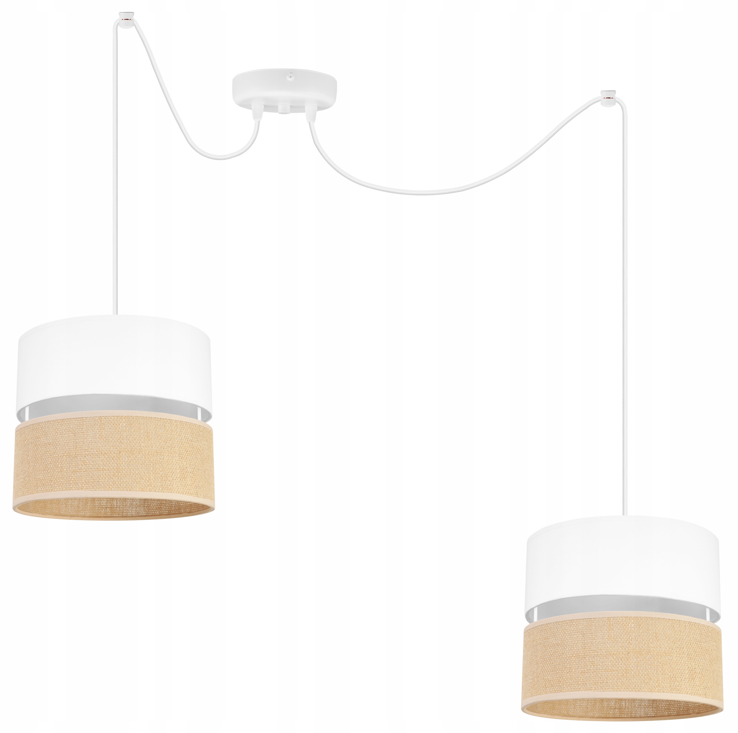 Závěsné Stropní Svítidlo Lustr Pavouk Loft Bílé Stínidlo Boho Juta Elegantní