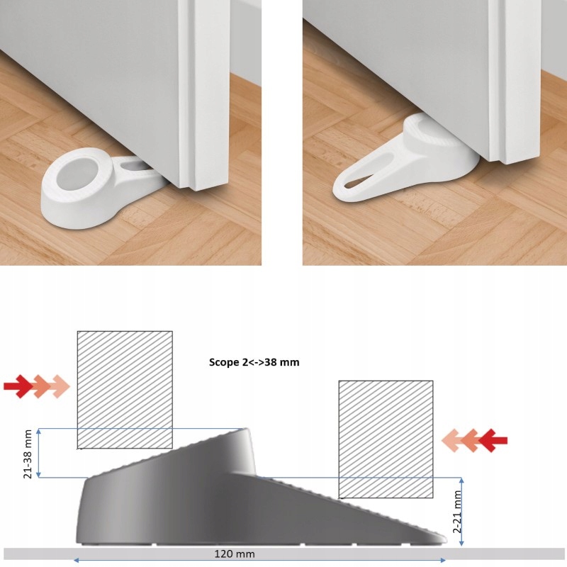Odbojnik klin pod drzwi 120x38 dwustronny biały EAN (GTIN) 5903347026199