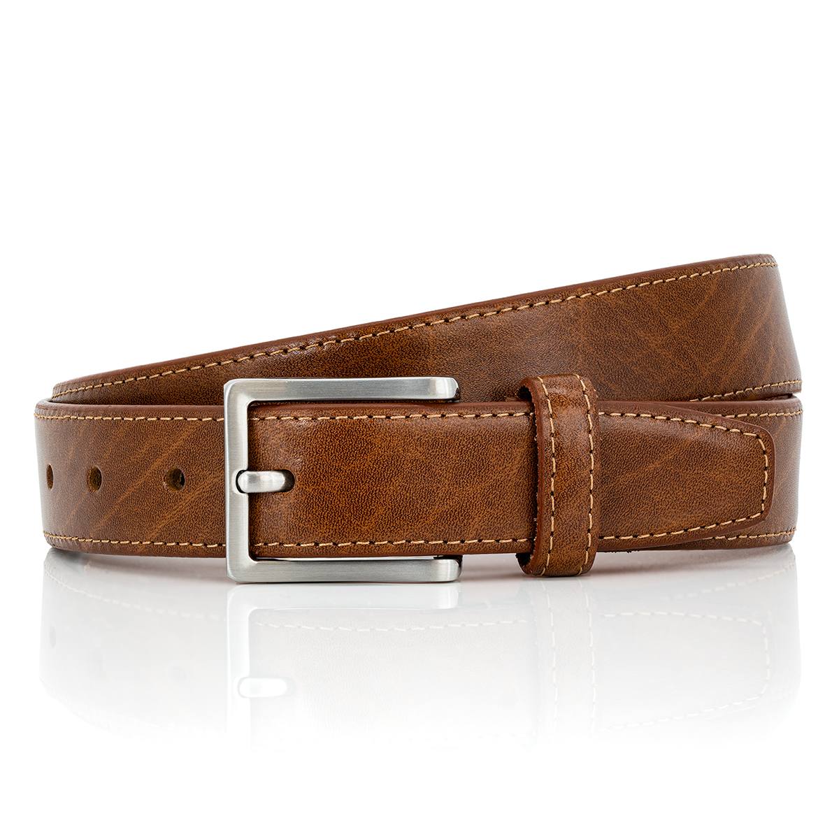 Lindenmann Velké Rozměry Kožený Opasek Hnědý vel. 140 šířka 3,0 cm 136-146 cm