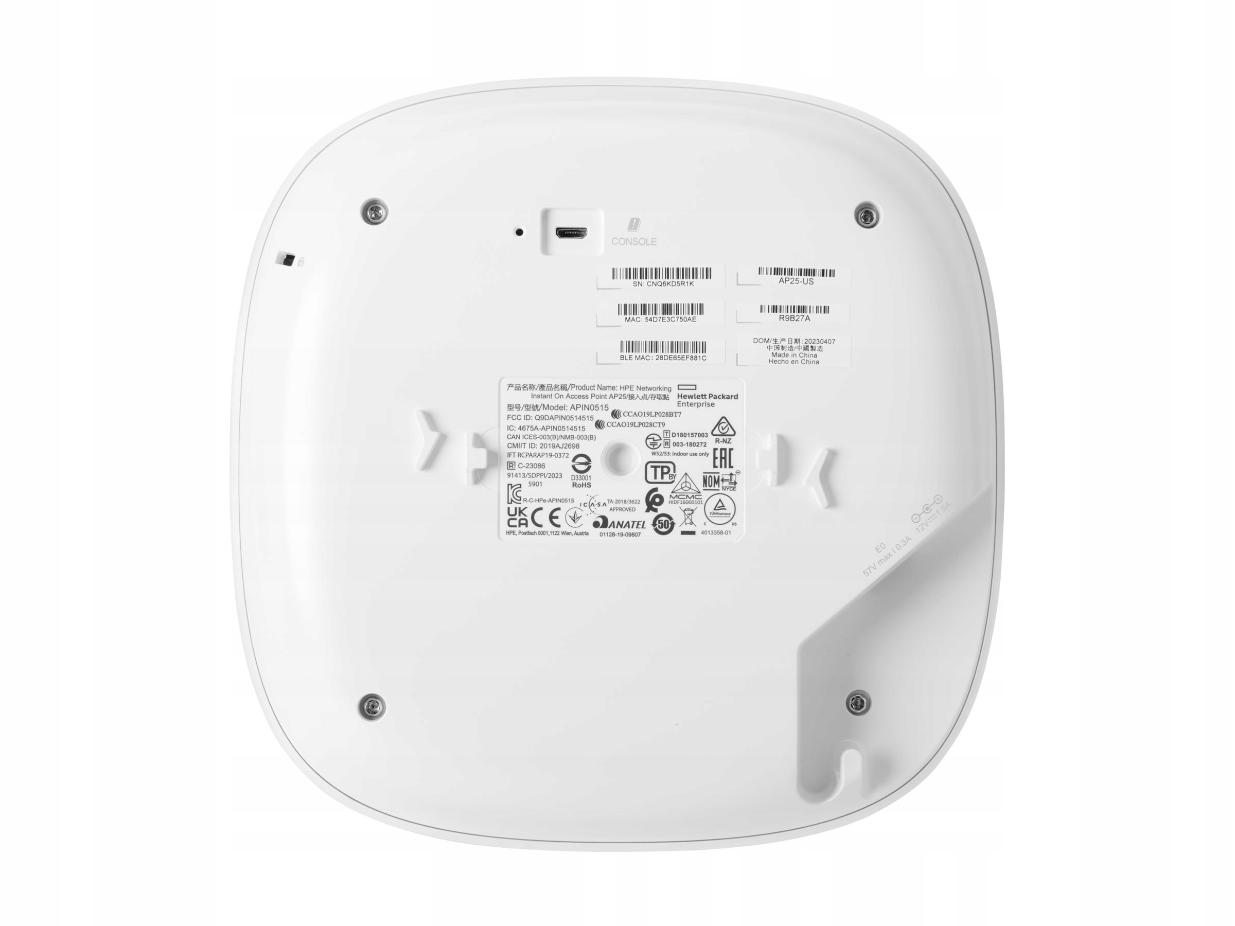 Hpe Aruba Instant On AP25 punkt dostępowy Wi-Fi 6 4x4