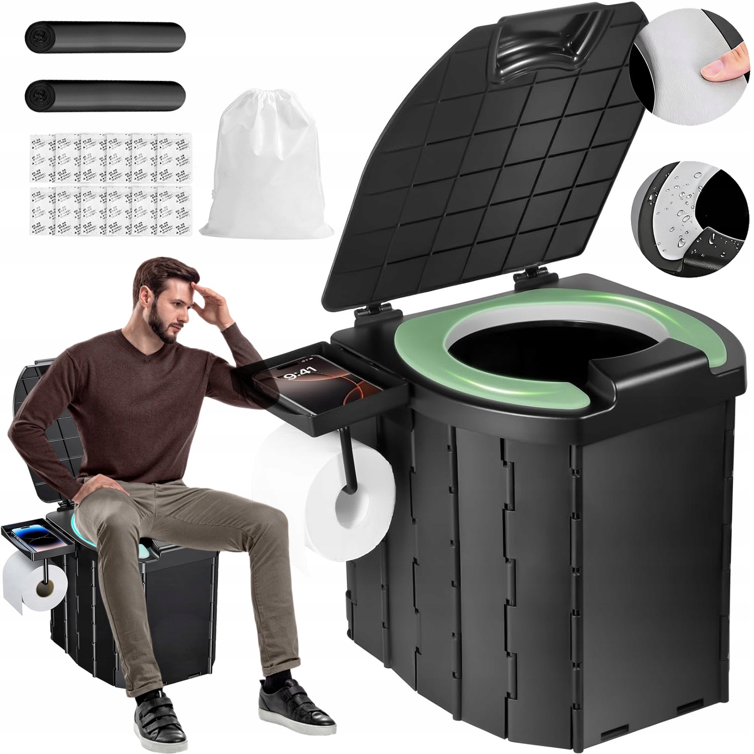 Turistická Přenosná Bivakovací Toaleta Skládací Wc Multifunkční Robustní