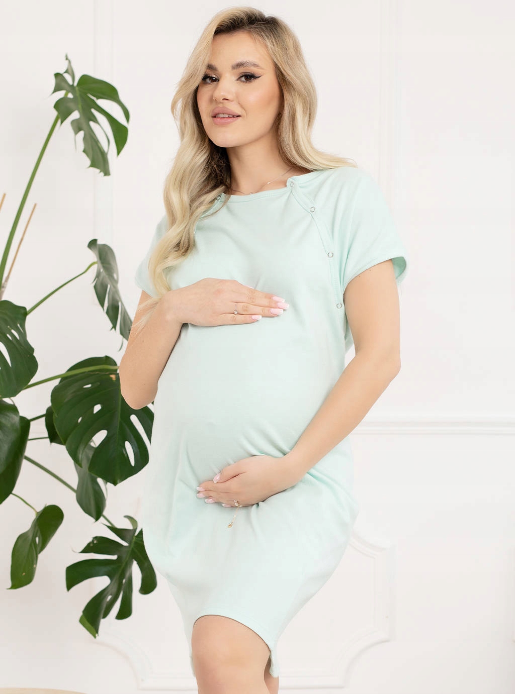 KOSZULA NOCNA CIĄŻOWA DO KARMIENIA NA NAPY M Kolor zielony