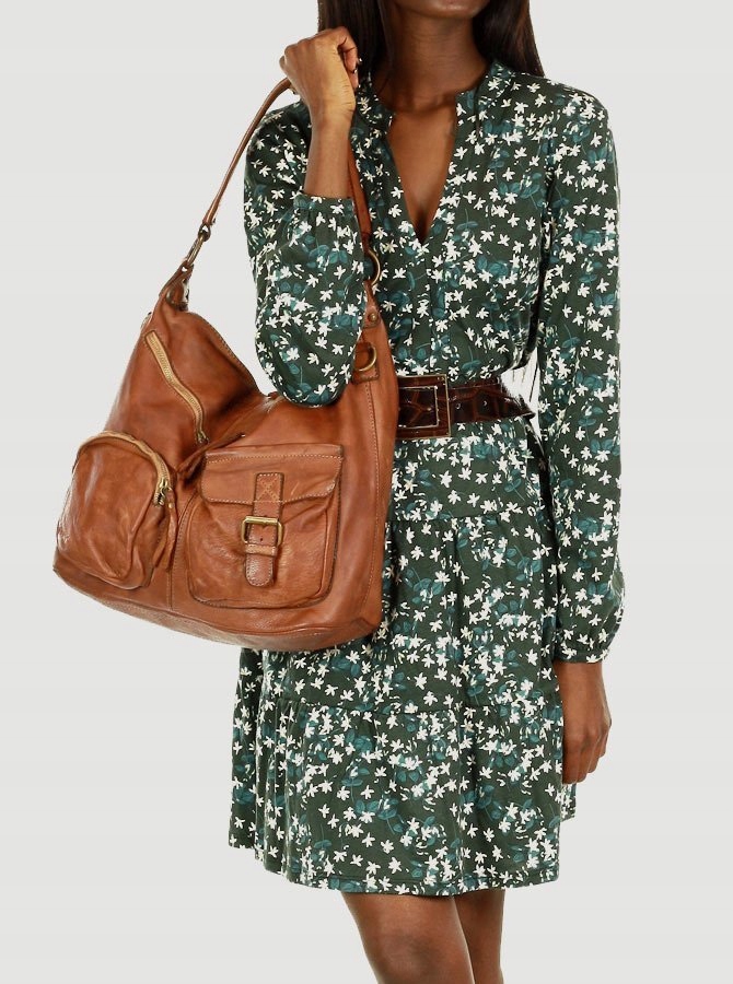 

Torebka Skórzana Na Ramię A4 Duża Skóra 100% Brąz