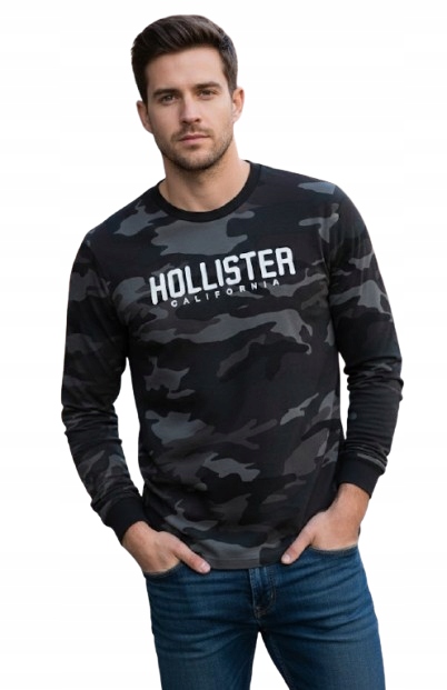 lehká mikina Hollister s dlouhým rukávem maskáčový camo XL