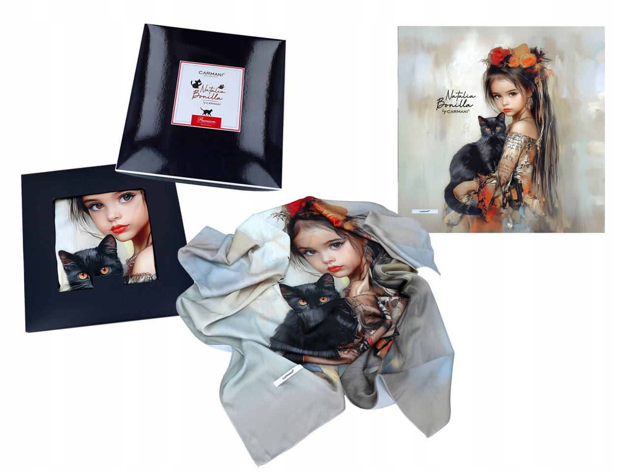 Dámský Šátek Kočičí Příběhy Luna Kočka Kotě Módní Doplněk