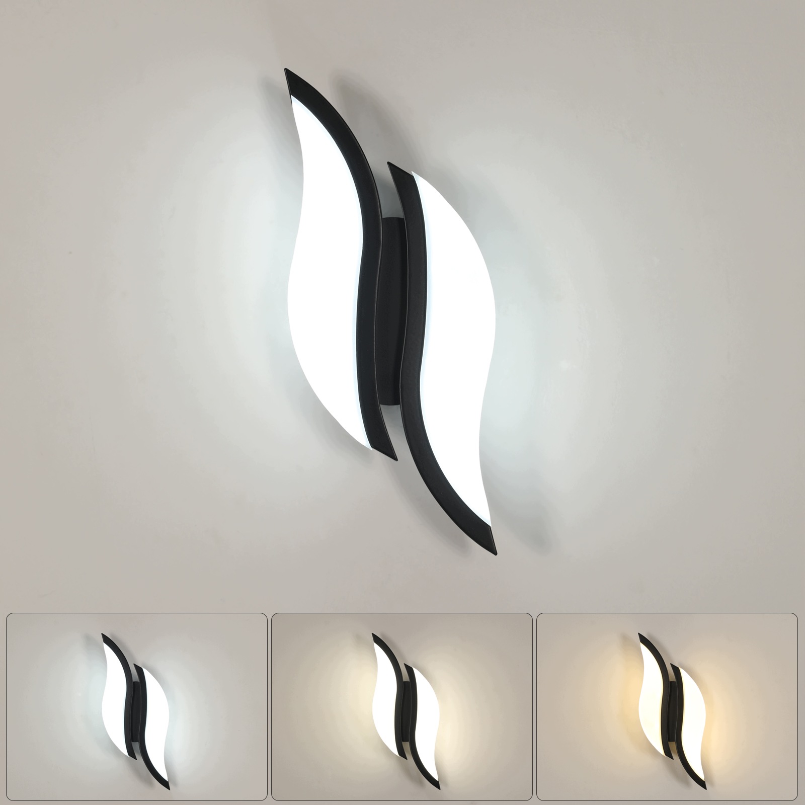 Nástěnné Svítidlo Černé Led Světlo Moderní Chodba 12W 3000K/4500K/6500K
