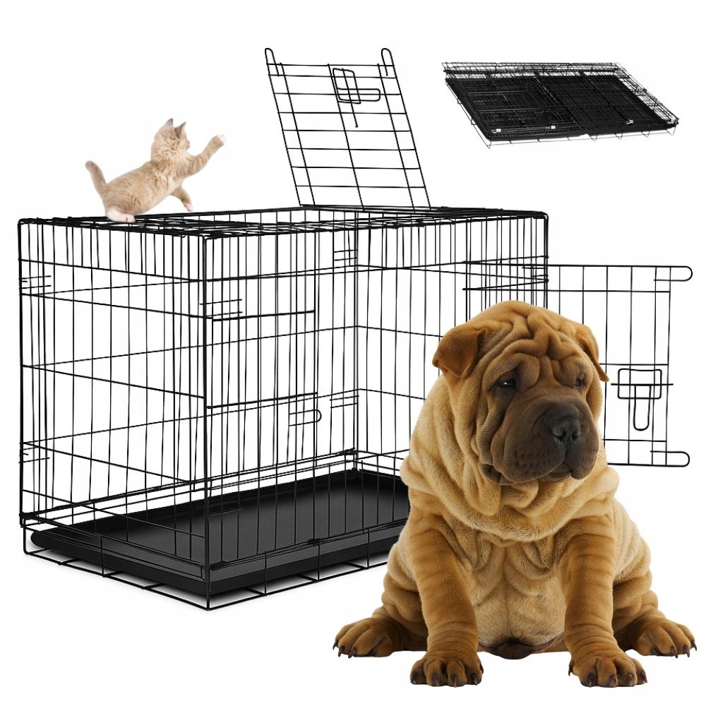 Skládací kovová Kennelová Klec pro zvířata psa kočku 99x60x70 cm XXL