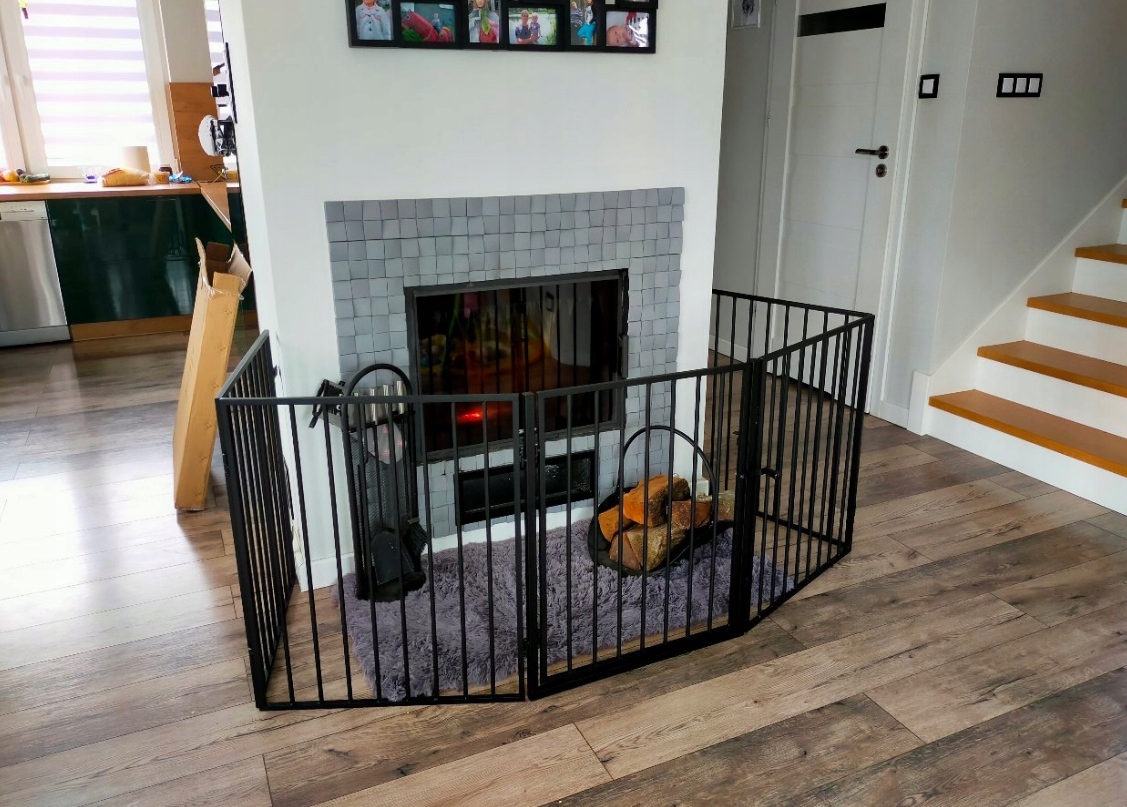 BARIERKA ZABEZPIECZAJĄCA DUŻA BRAMKA OCHRONNA NA SCHODY OSŁONA KOMINKA Kolor czerń