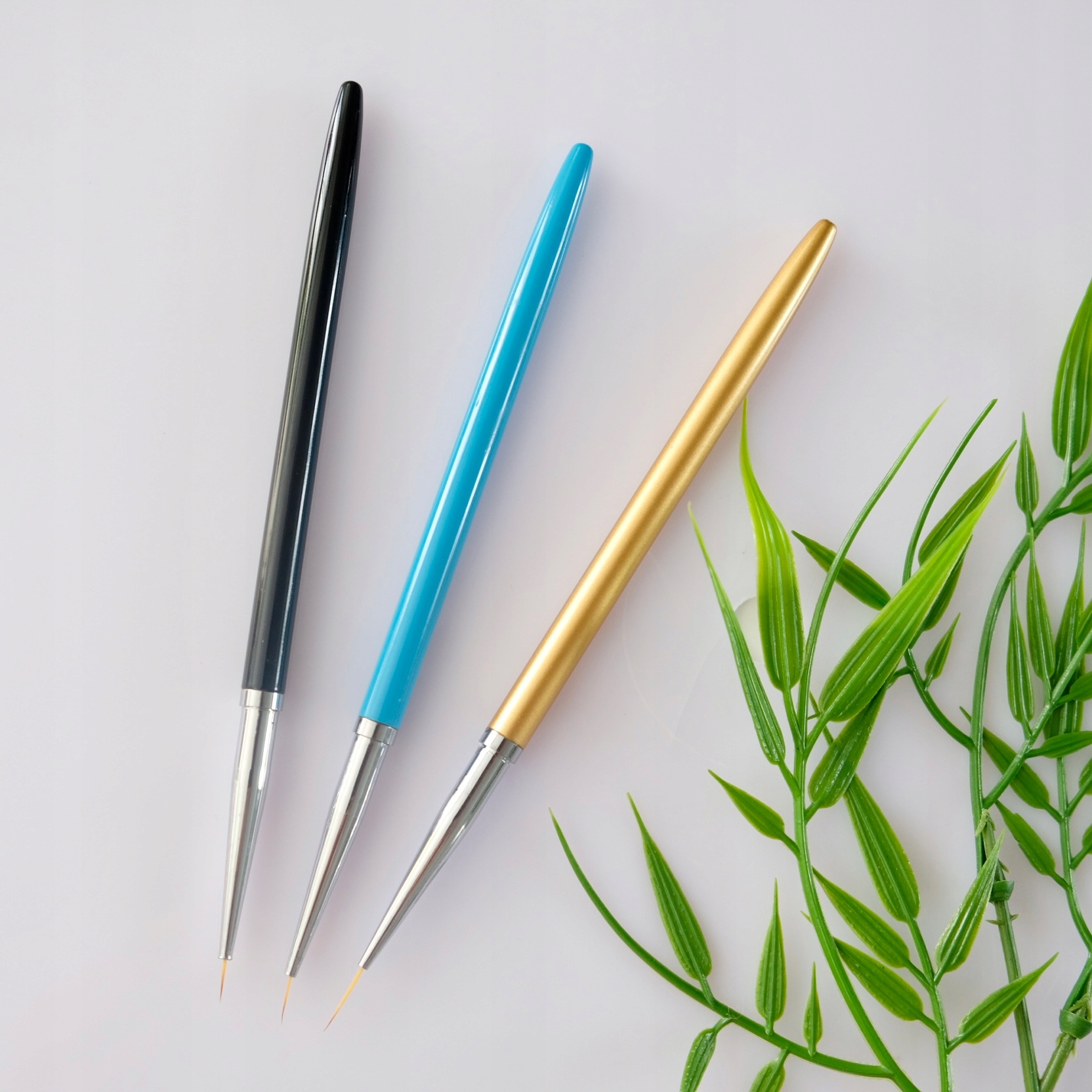 PĘDZLE PEDZELKI DO ZDOBIEŃ MANICURE PAZNOKCI 3SZT Włosie syntetyczne