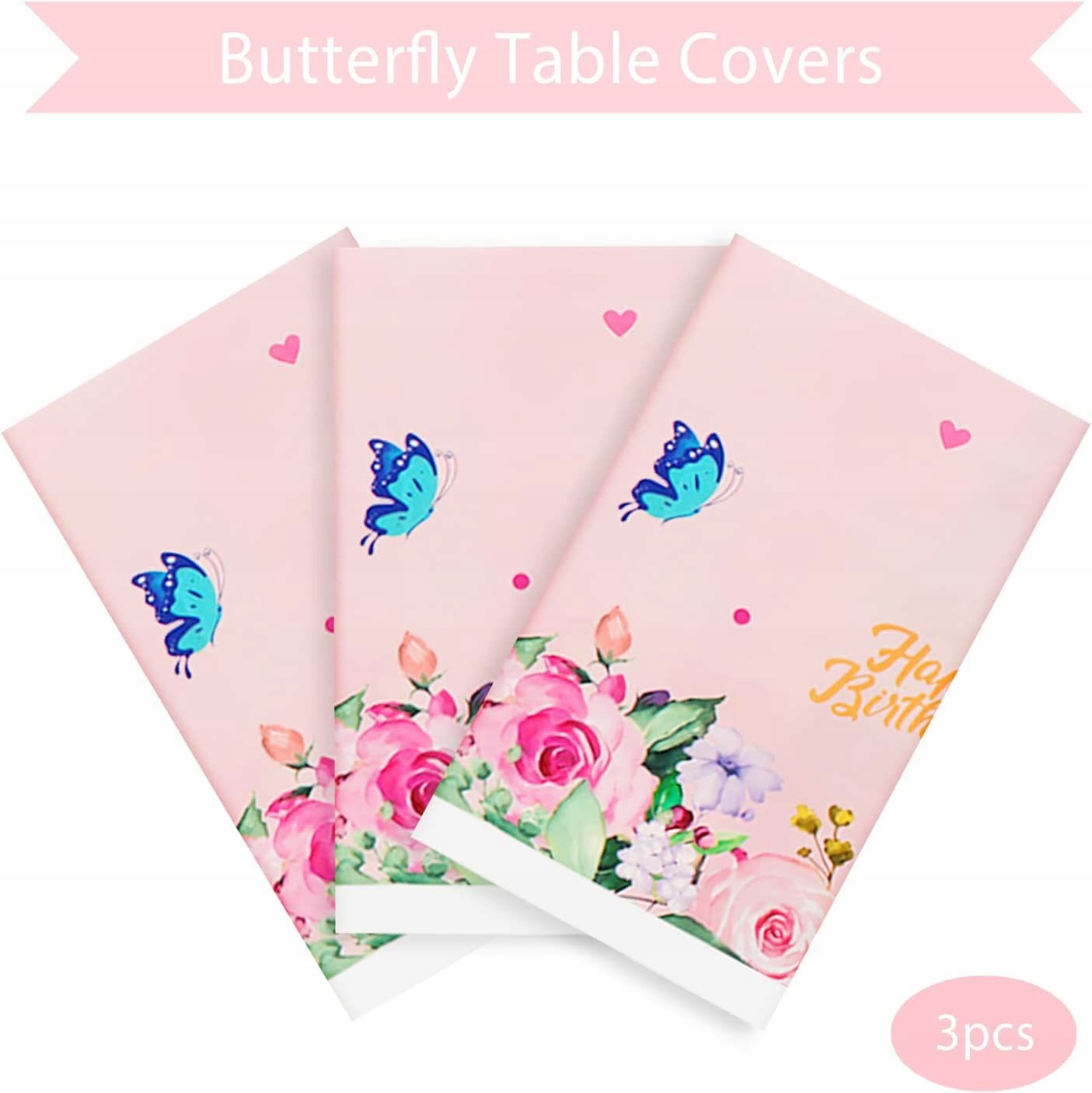 Wiosna Motyl Urodzinowe Imprezy Obrus 2PCS Stan opakowania oryginalne