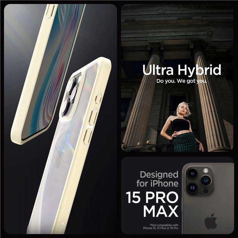 Pouzdro Spigen Crystal Hybrid pro iPhone 15 Pro Max – průsvitně béžové