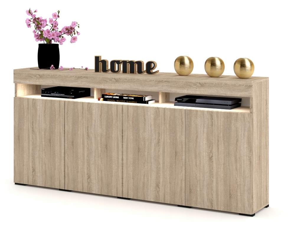 

Duża Komoda Szafka Rtv Półka Dąb Sonoma 180cm Led