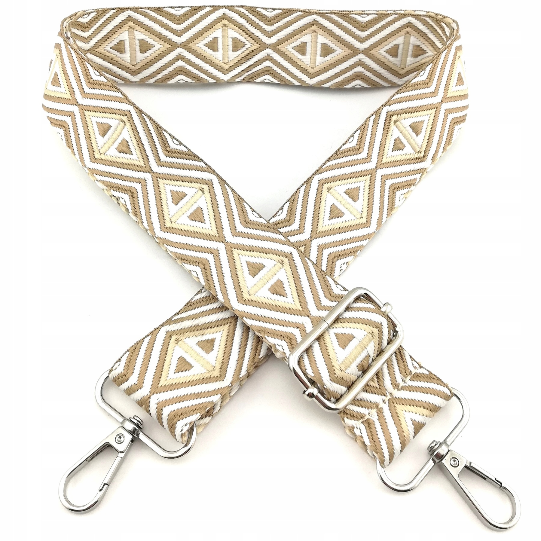 Pasek Do Torebki Torby Regulowany Szeroki Damski Długi Parciany Beżowy