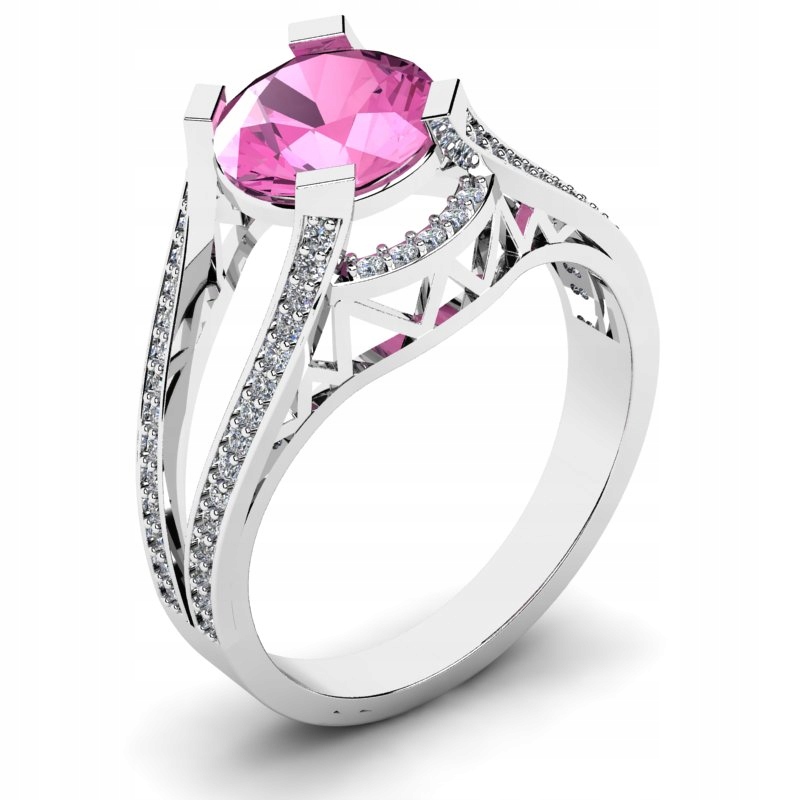 

Pierścionek Z Białego Złota Z Różową Cyrkonią