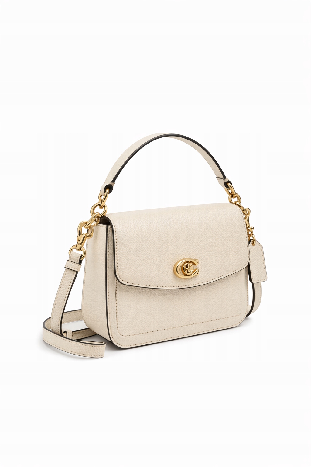 Coach Klasická Béžová Kožená Kabelka Se Zlatým Kováním I3C