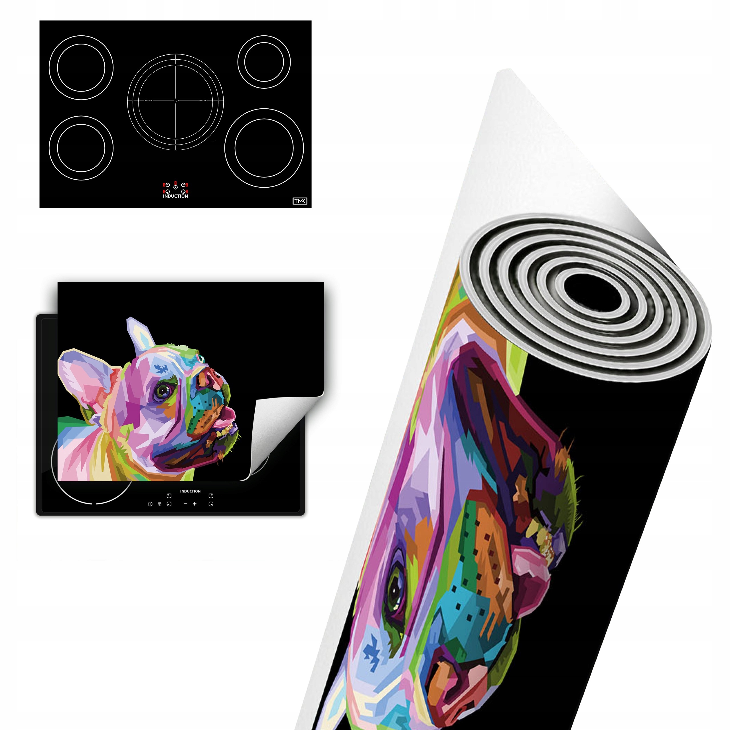 Vinylová Ochrana Na Indukci Desky 80x52 černý pes