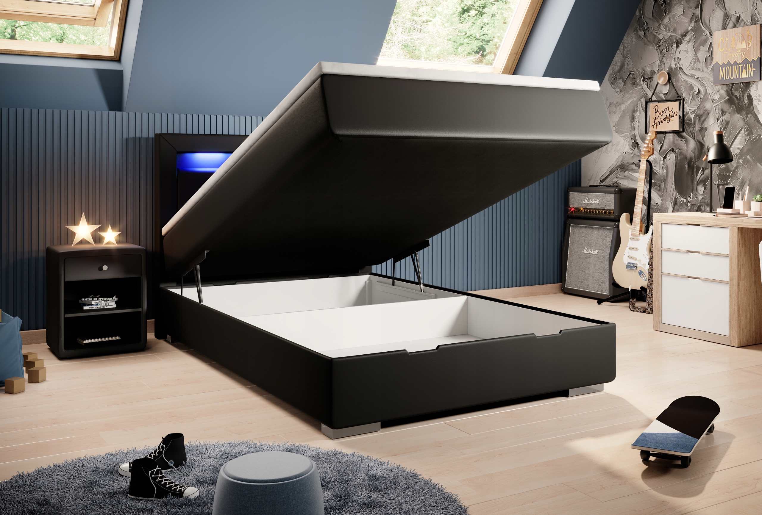 ŁÓŻKO KONTYNENTALNE 120/200 + POJEMNIK,USB,LED Rodzaj łóżka pojedyncze