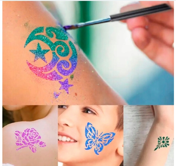 DUŻY ZESTAW DO ROBIENIA TATUAŻY TATUAŻE BROKATOWE Marka Kruzzel