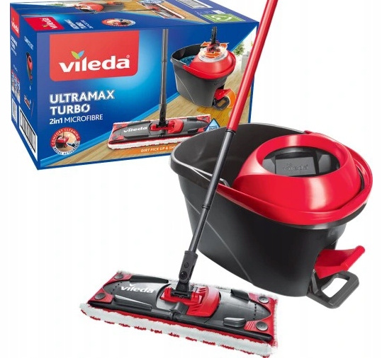Levně Mop Plochý Vileda Rotační Turbo Kbelík Box Sada