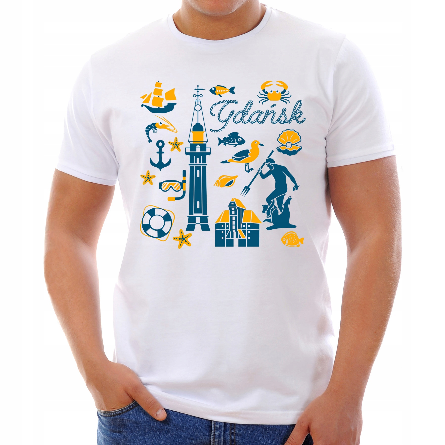 

Koszulka Gdańsk Symbole (M):: M,: biały