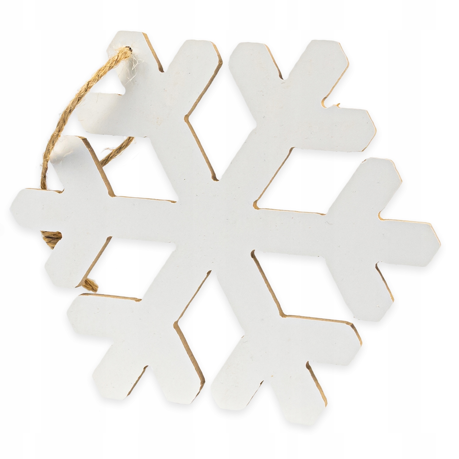 ZAWIESZKA BOMBKA ŚNIEŻYNKA DREWNIANA BIAŁA 15CM