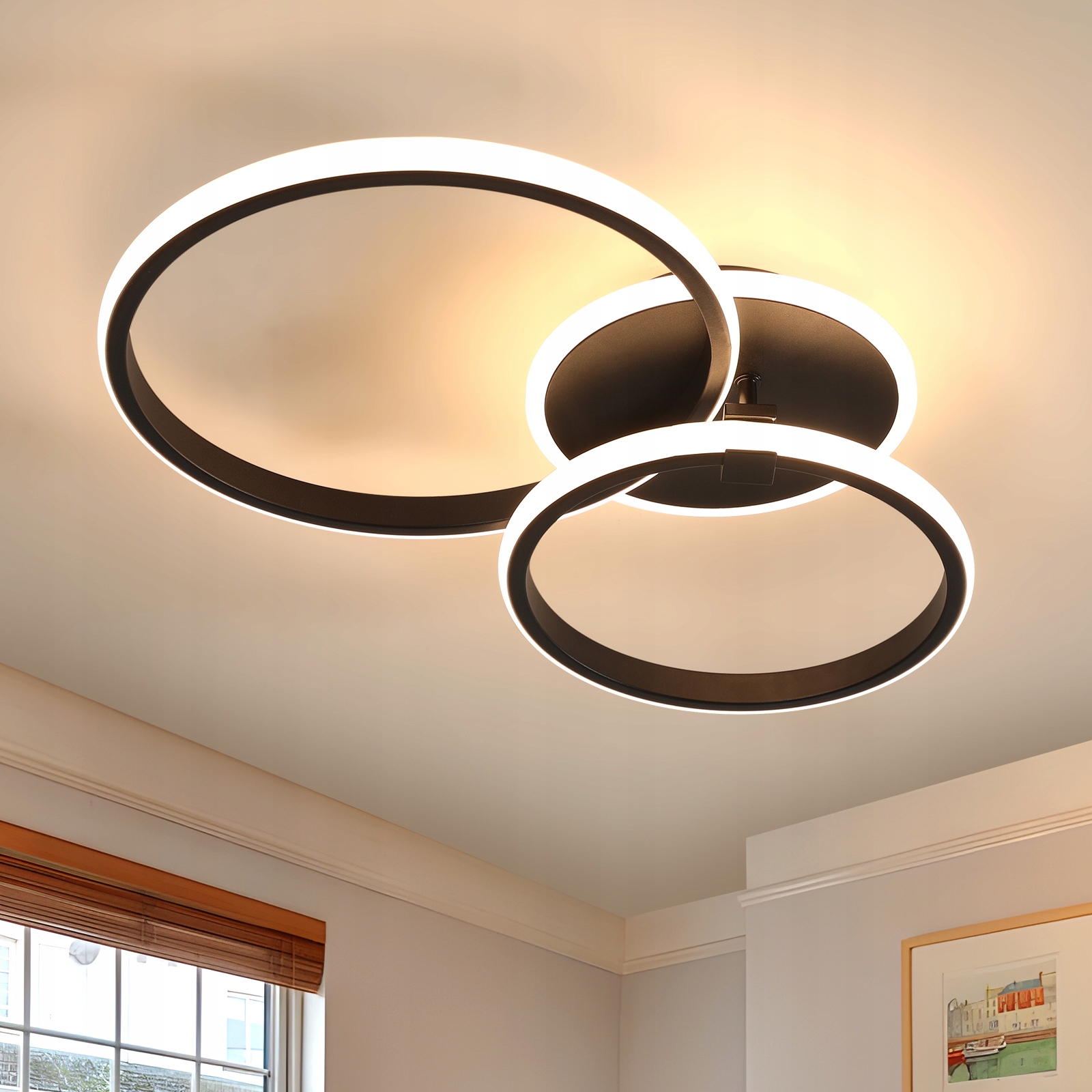 Led Stropní Svítidlo Černý Lustr Moderní Prstenec Do Ložnice 42W 3000K