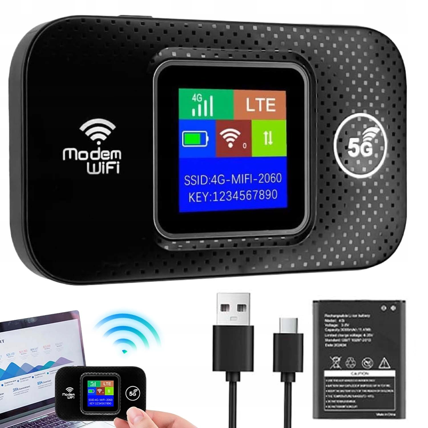 Przenośny Mobilny Router Wifi 4G/5G Lte Sim Play Szybkie Połączenie 150MBPS