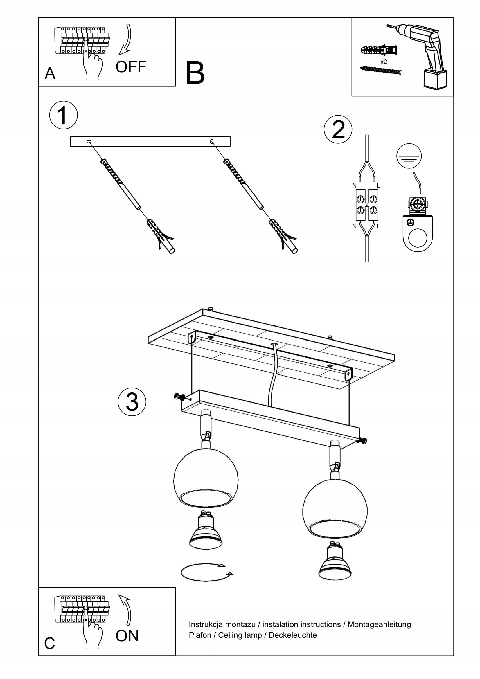 Lampa Sufitowa PLAFON LISTWA OCULARE 2 CZARNY Marka Sollux Lighting