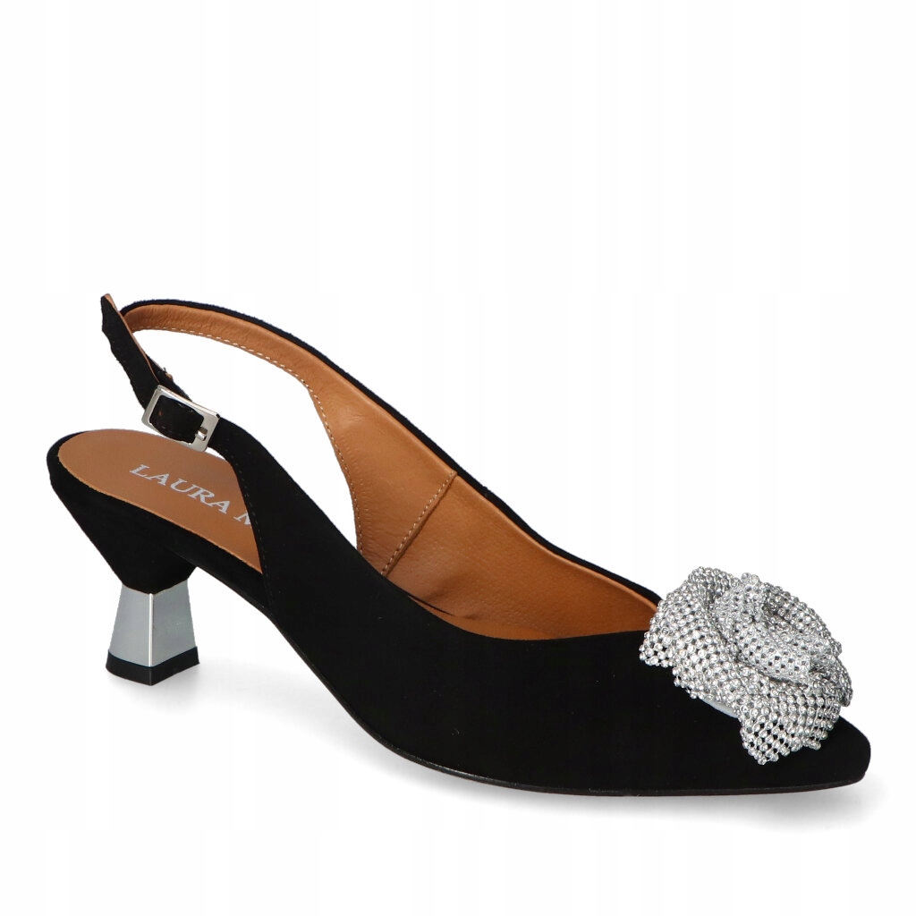 Dámské sandály Laura Messi Černé Semišové s ozdobou 36