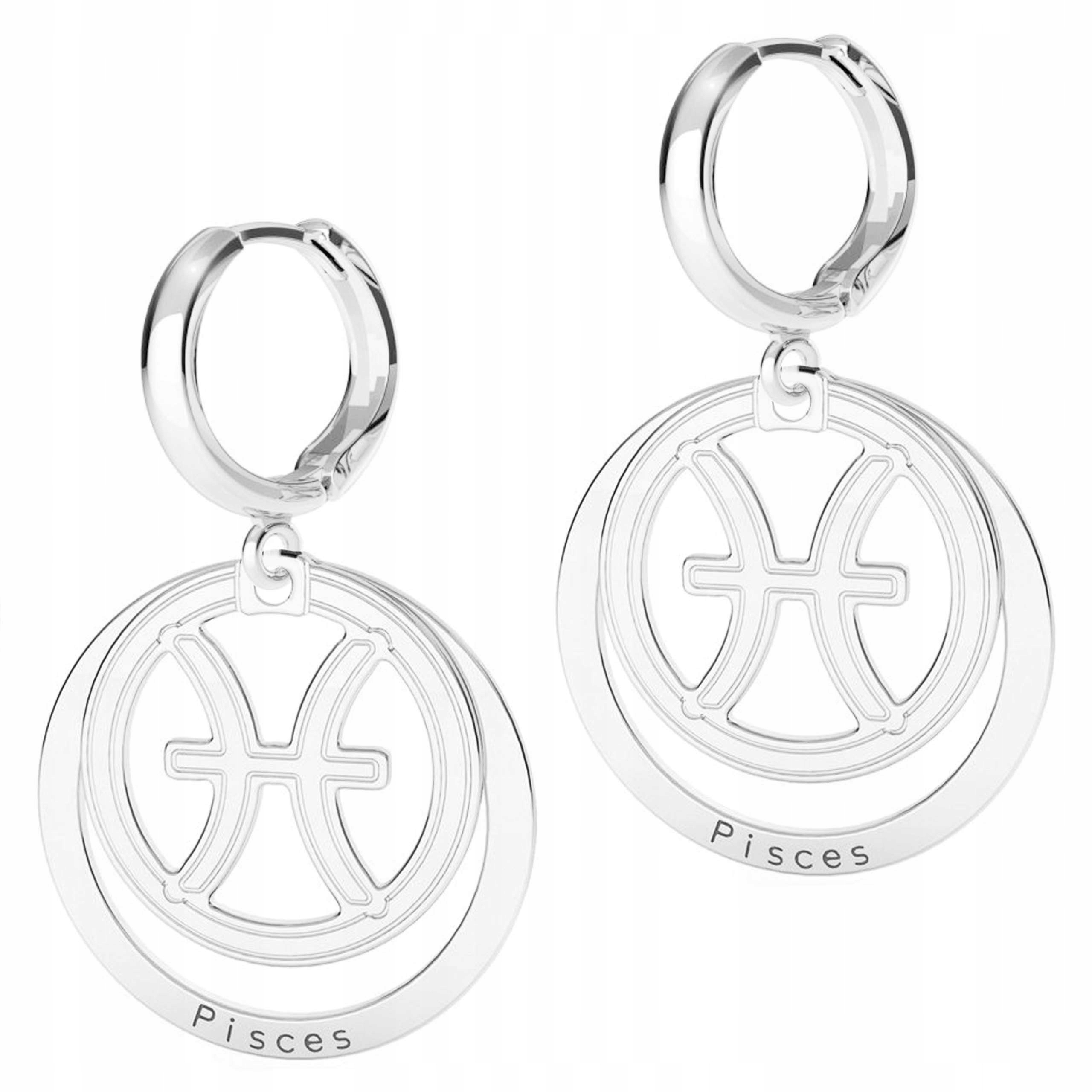 Stříbrné Náušnice se znamením zvěrokruhu Ryba Pisces Zodiac Ryby Stříbro 925