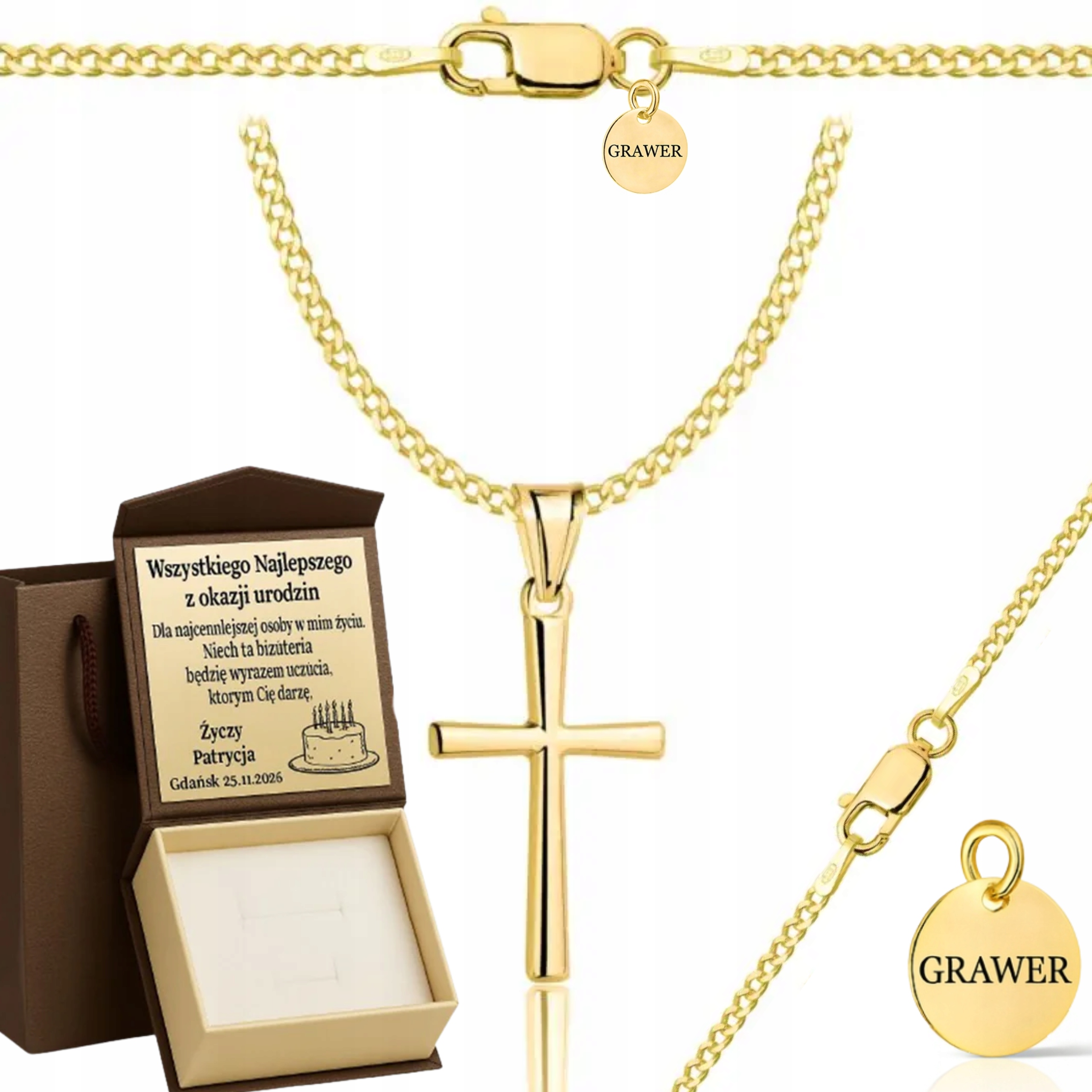 Zlatý Plný Řetízek Dámský Pancíř S Křížkem Pr 925 585 Gravírování Bonus