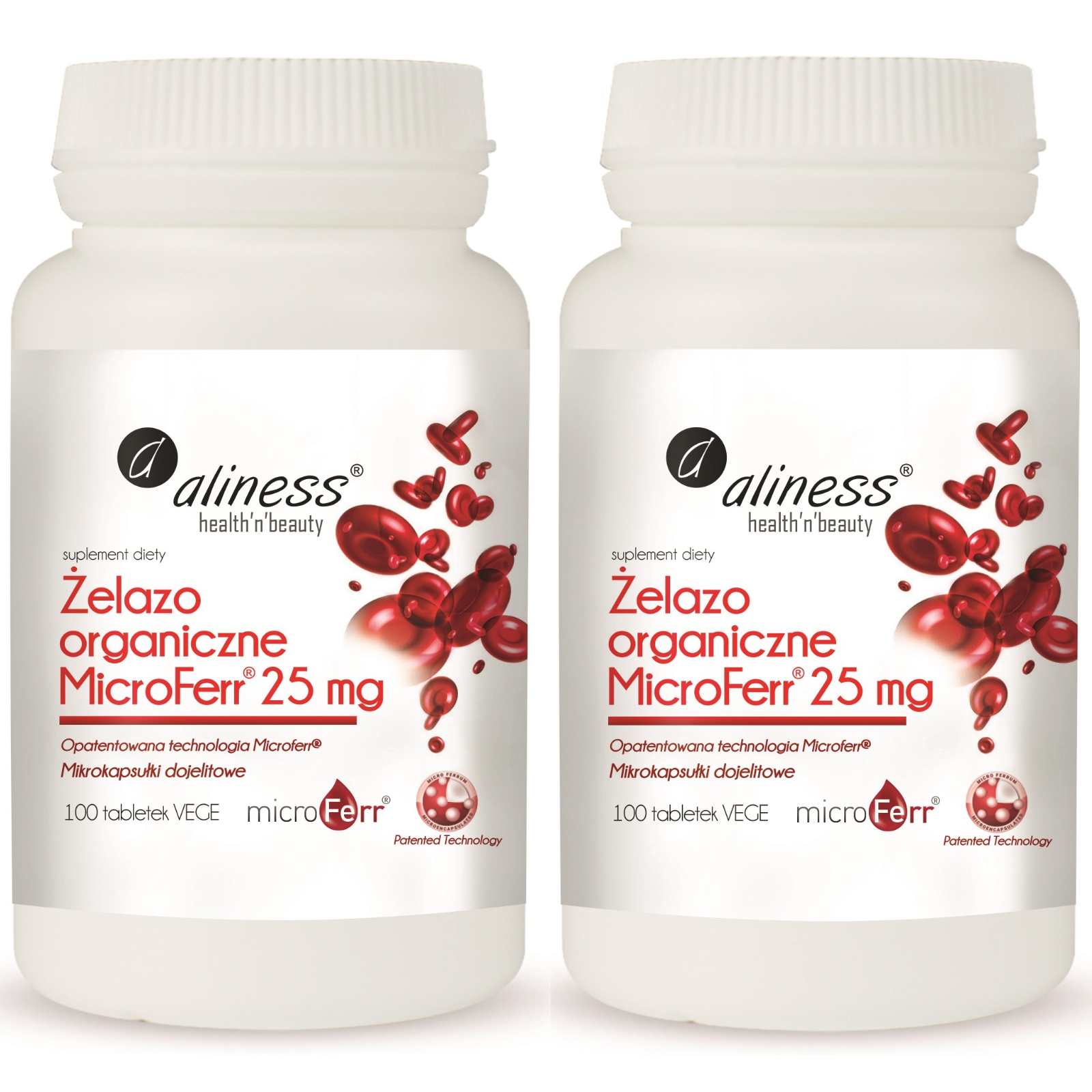 2x Żelazo Organiczne Niedobory Przyswajalne Wit C Anemia Tlen Aliness