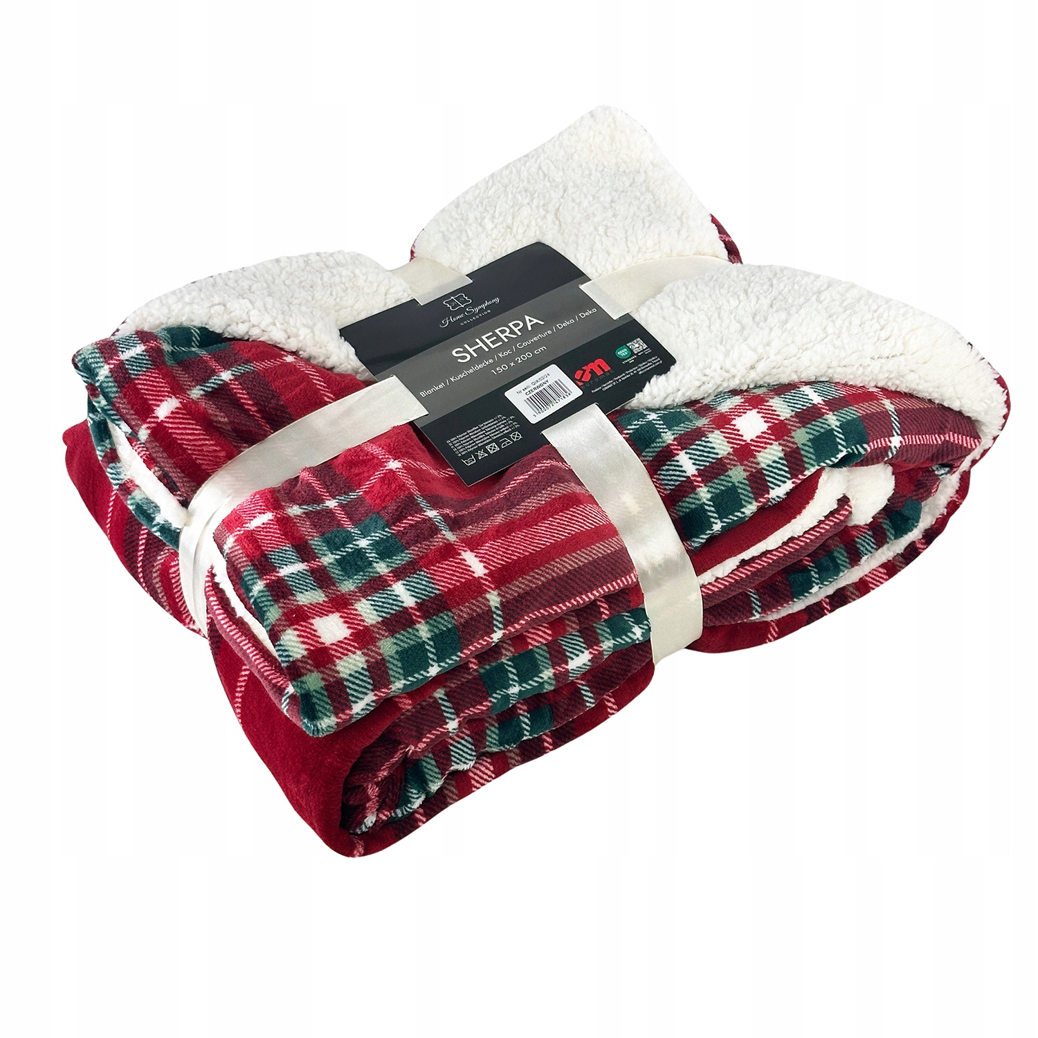 Deka na postel Sherpa 150x200 oboustranná beránek skotská mřížka