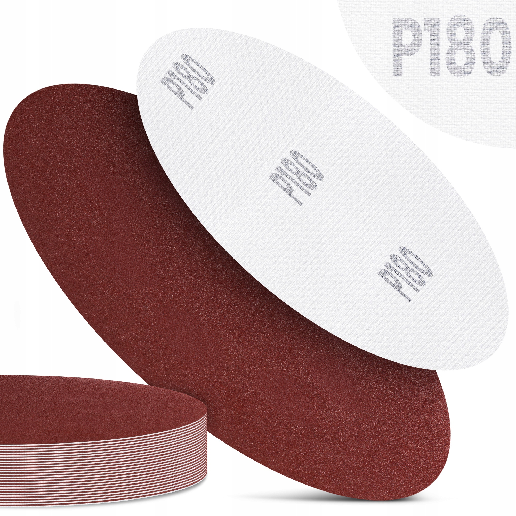 50x PAPIER ŚCIERNY KRĄŻEK RZEP 125 mm P180 KRĄŻKI ŚCIERNE SZLIFIERKI Dyski