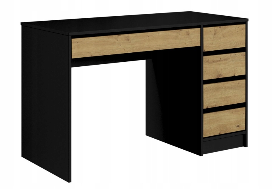 Toaletka AGA 120 kolor czarny front dąb artisan 5 szuflad