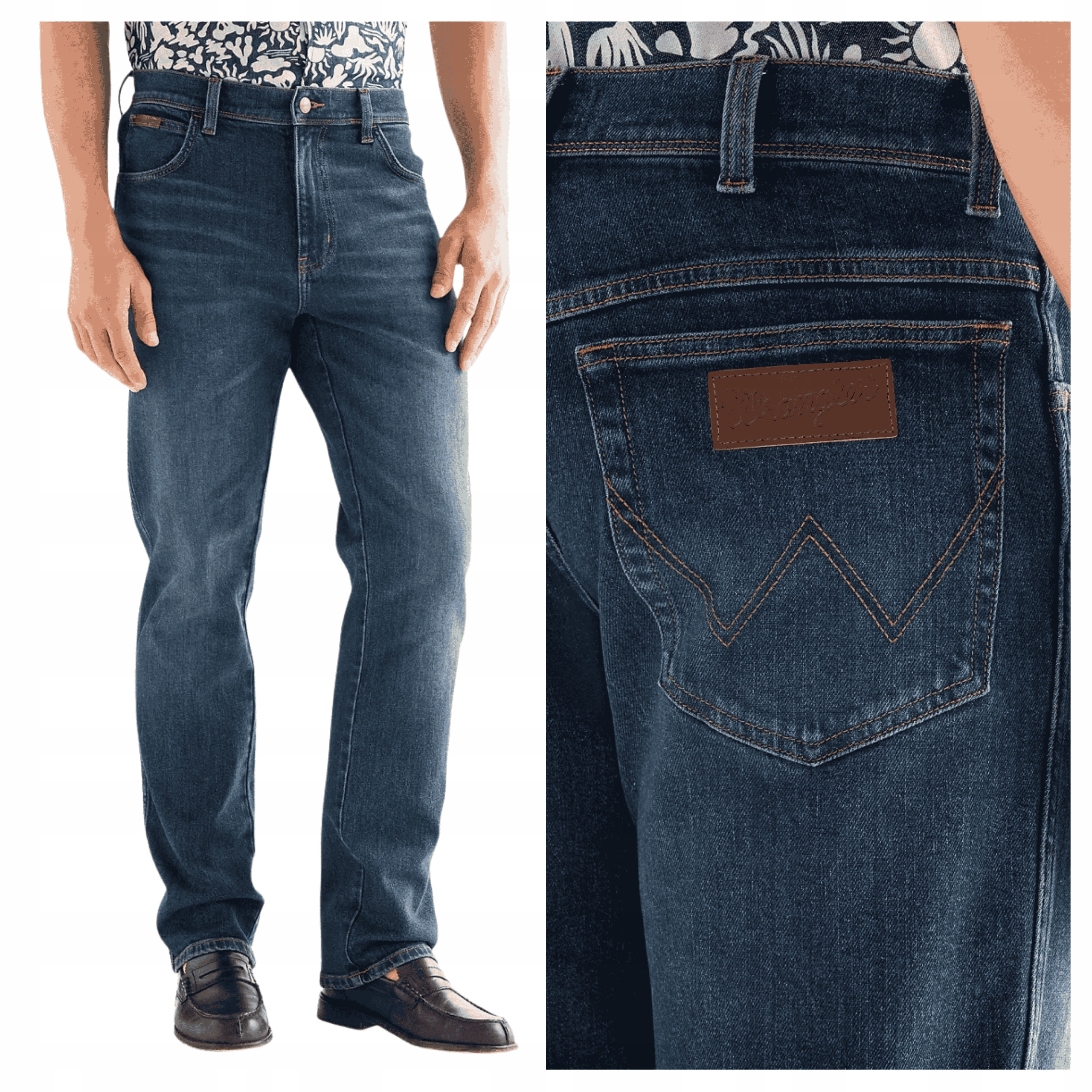 Pánské kalhoty Wrangler Texas Jeansové Regular Fit Modré W33 L34