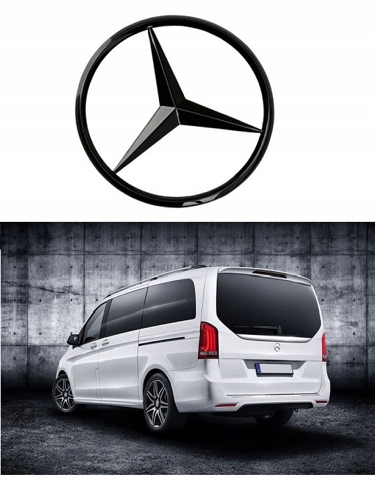 Czarny emblemat gwiazda tył Mercedes V klasa W447 90MM