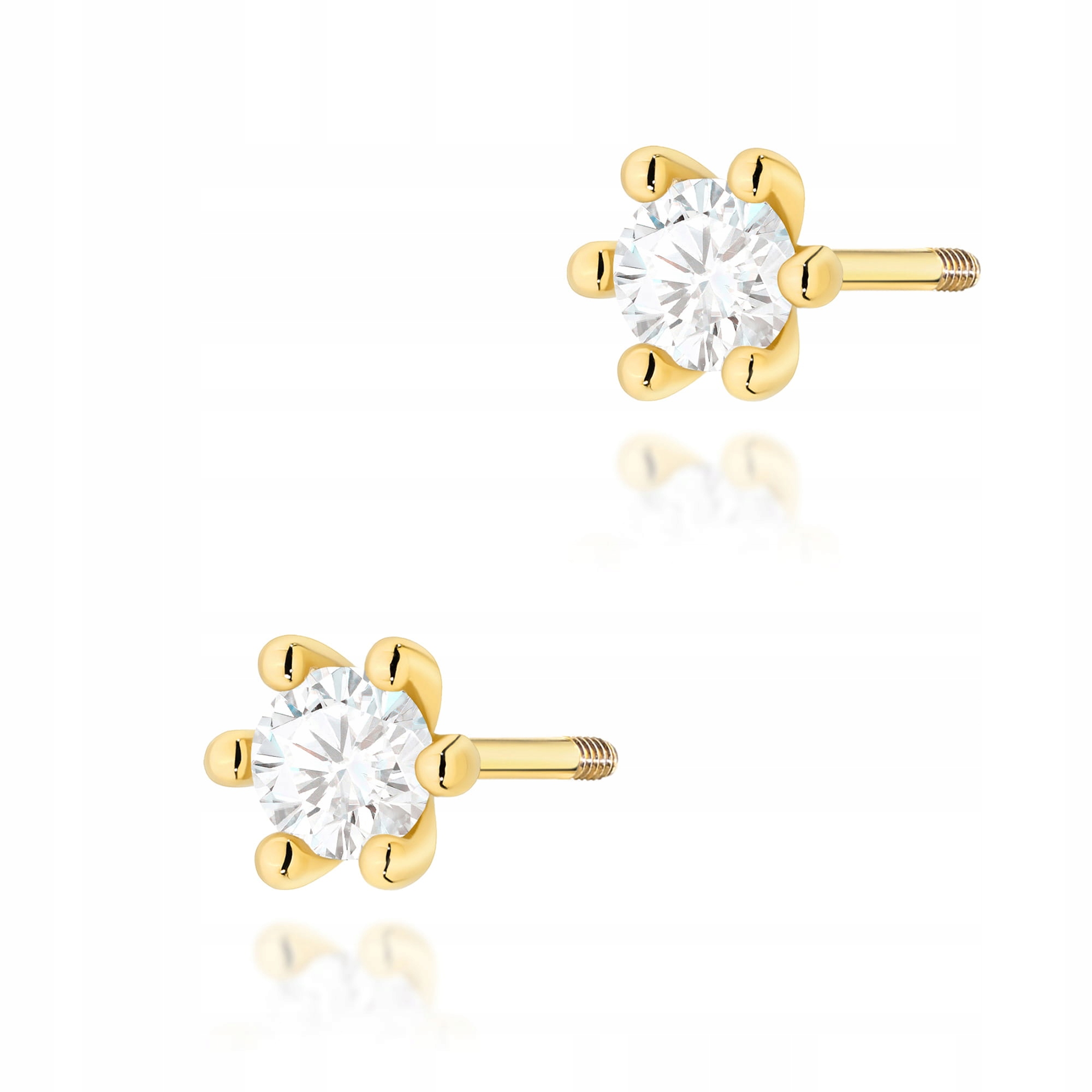 Náušnice ze zlata 585 laboratorní diamanty 0,30 ct šroubovací tyčinky módní