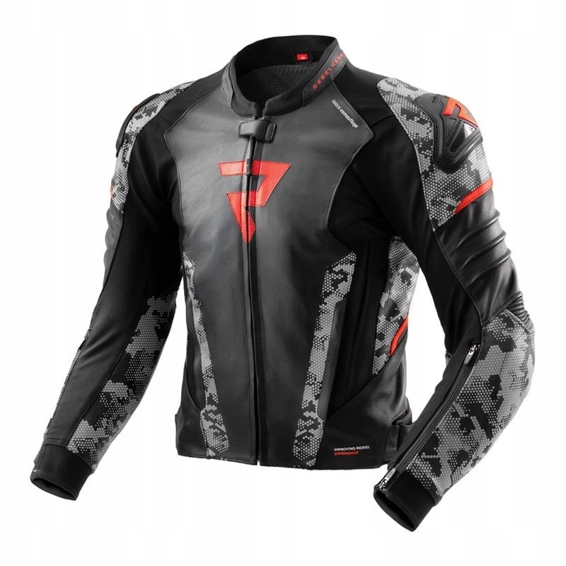 Kožená bunda Rebelhorn Veloce Camo Black/grey/fluo Red červená Darčeky