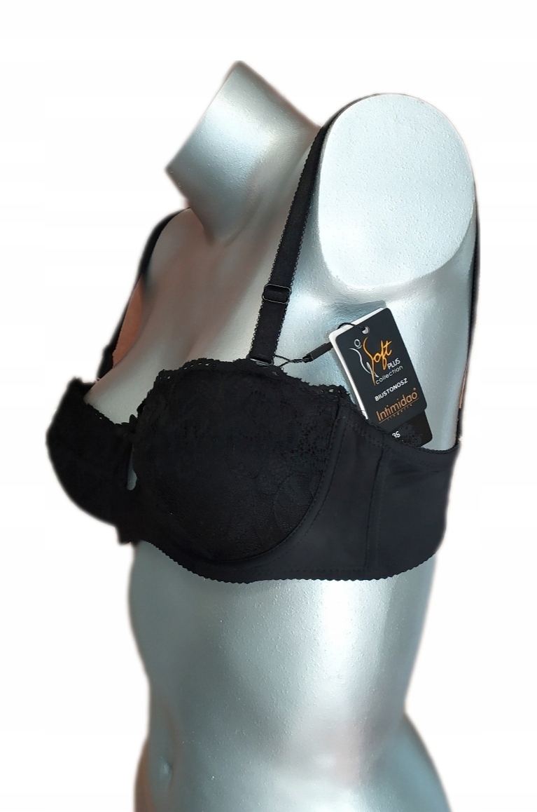 Biustonosz 90E bardotka czarny stanik koronka Rozmiar 90E