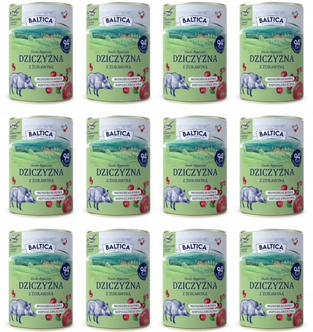 Baltica Dziczyzna z żurawiną 12 x 400g monoproteinowa bezzbożowa