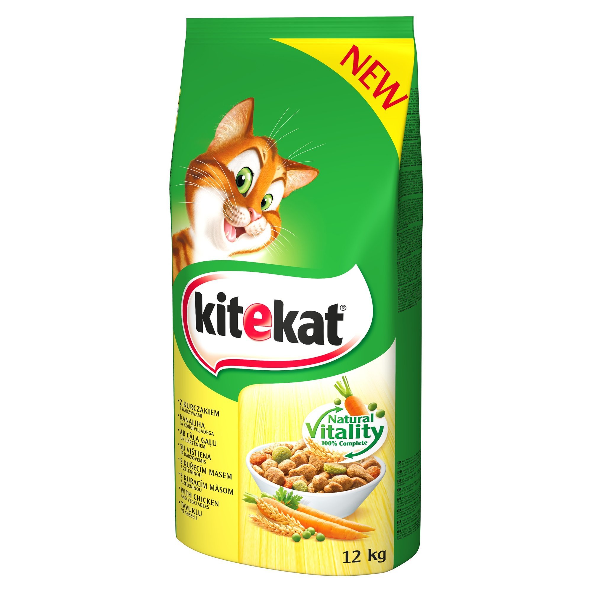 Kitekat suché krmivo pro kočky s kuřecím masem a zeleninou 12 kg
