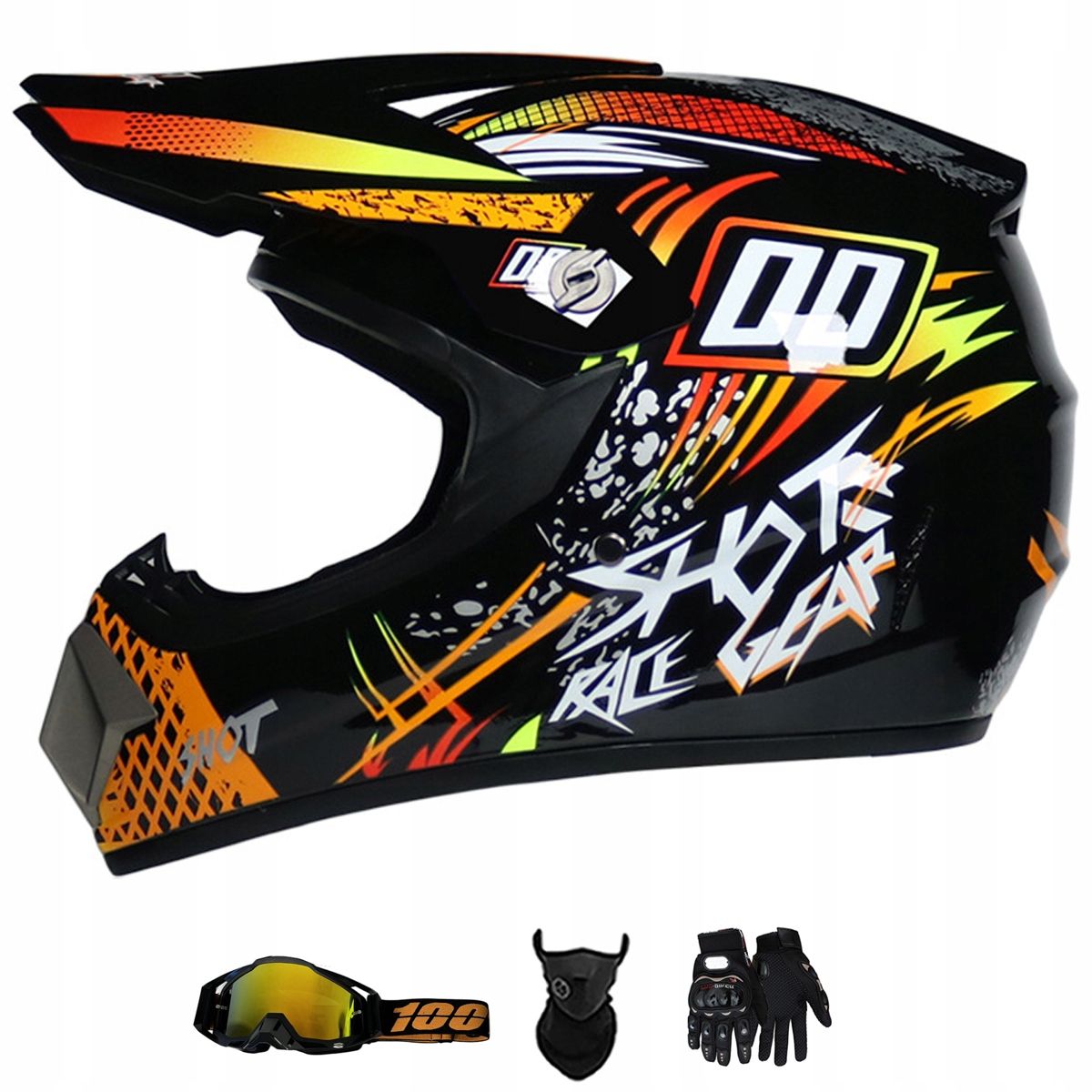 Motocyklová Přilba Lehká Enduro Quada Brýle Rukavice Maska S