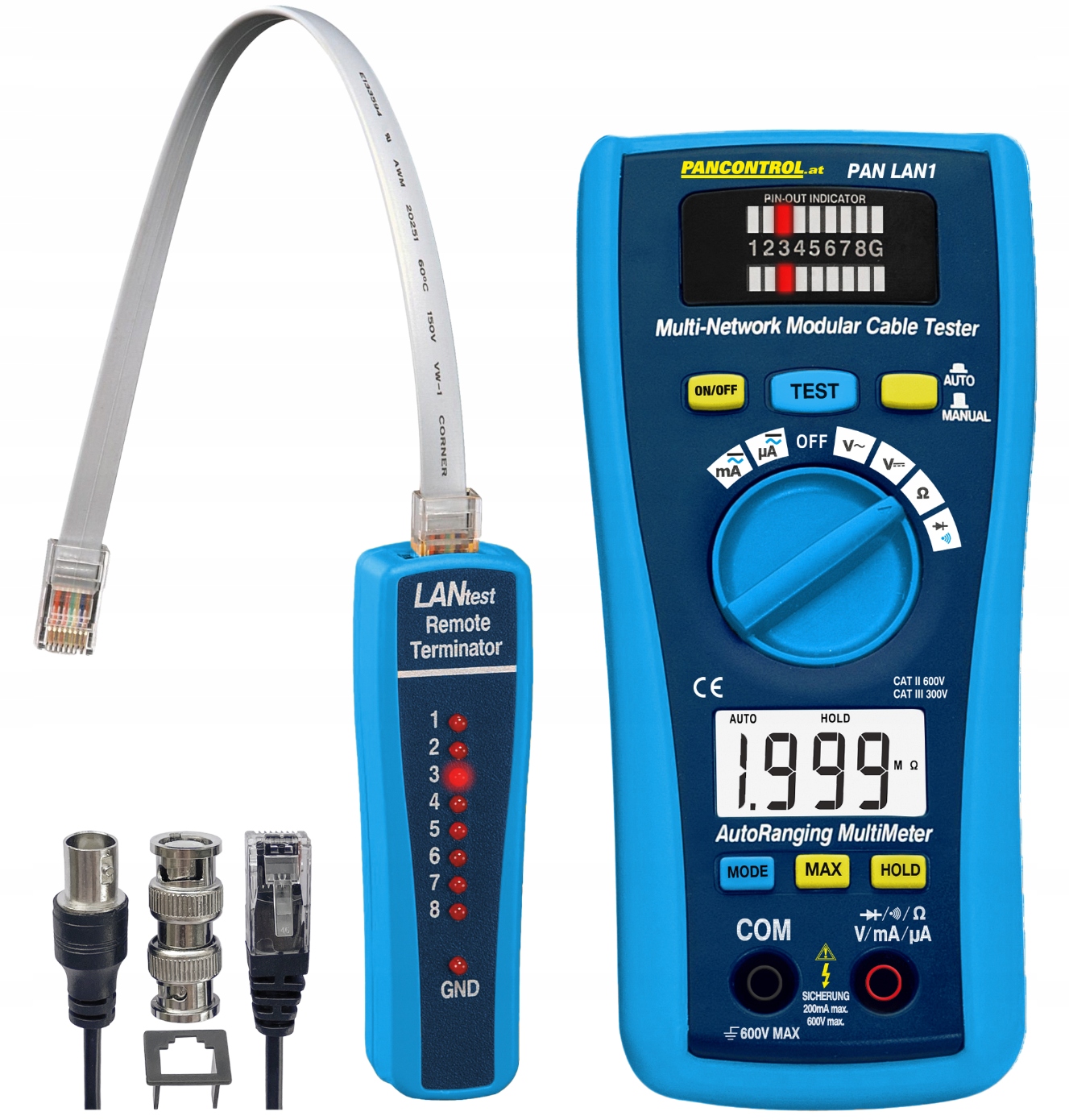 Tester Lan RJ45, RJ11, Bnc digitálny multimetr 300V Cat III Pancontrol
