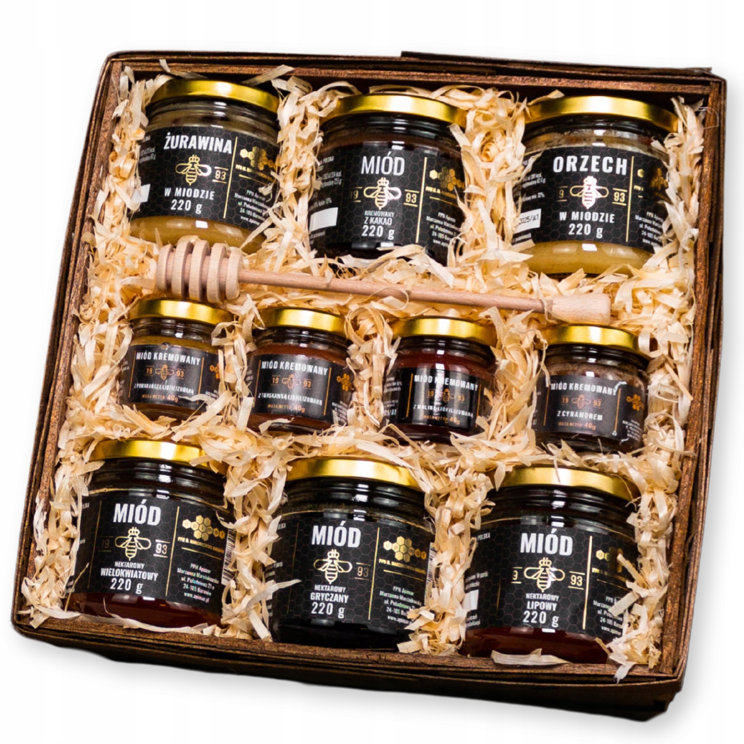 Levně Velká sada polské medů Dárkový Košík s medem Medový Dárek