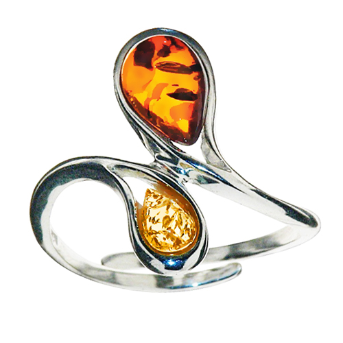 Stříbrný Prstýnek nastavitelný z přírodního baletního Jantaru ze stříbra AG925