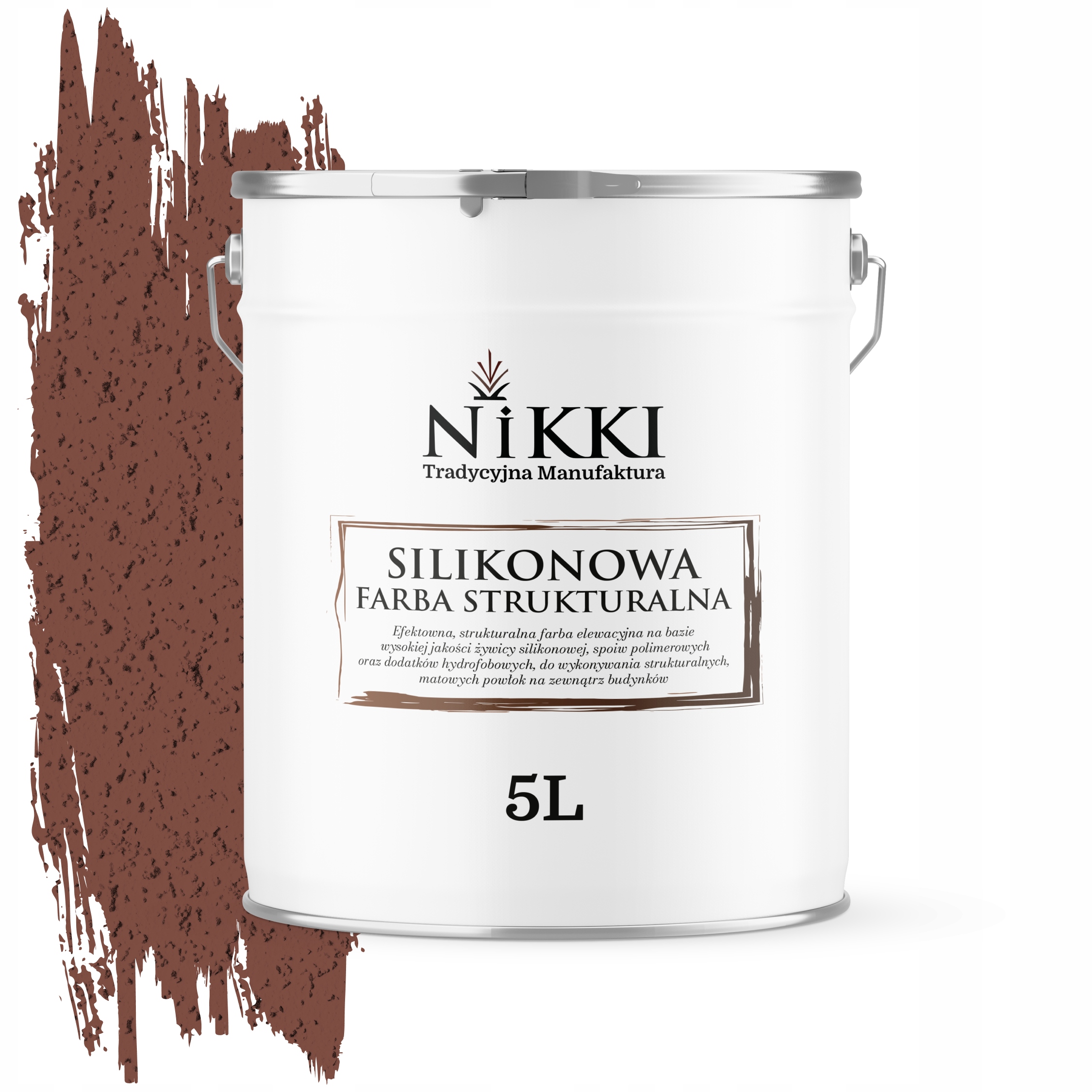 Štruktúrovaná fasádna silikónová fasádna farba 5L Hnedá Tmavá F326