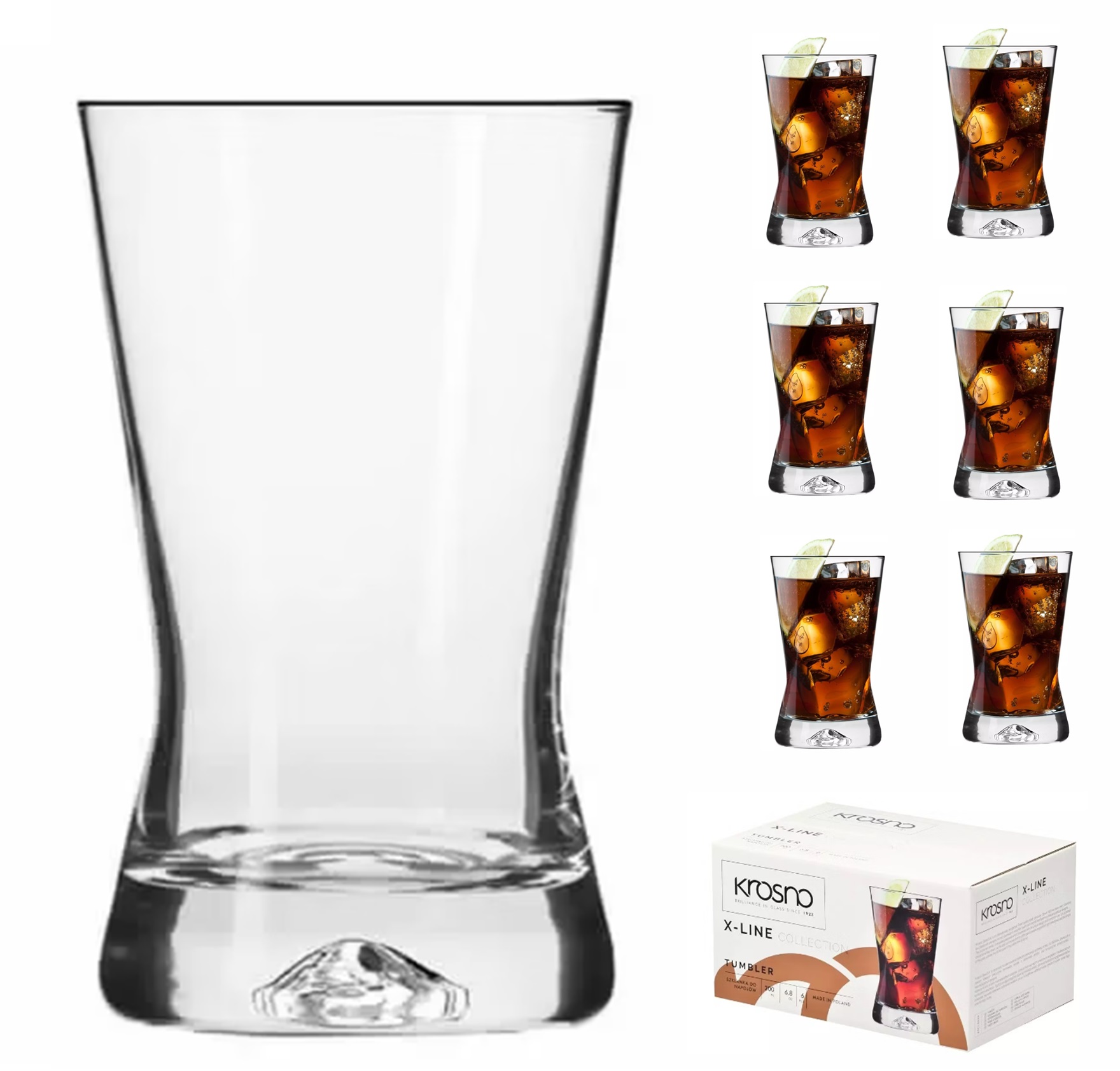

Szklanki Krosno 6x200ml do wody, napojów X-line