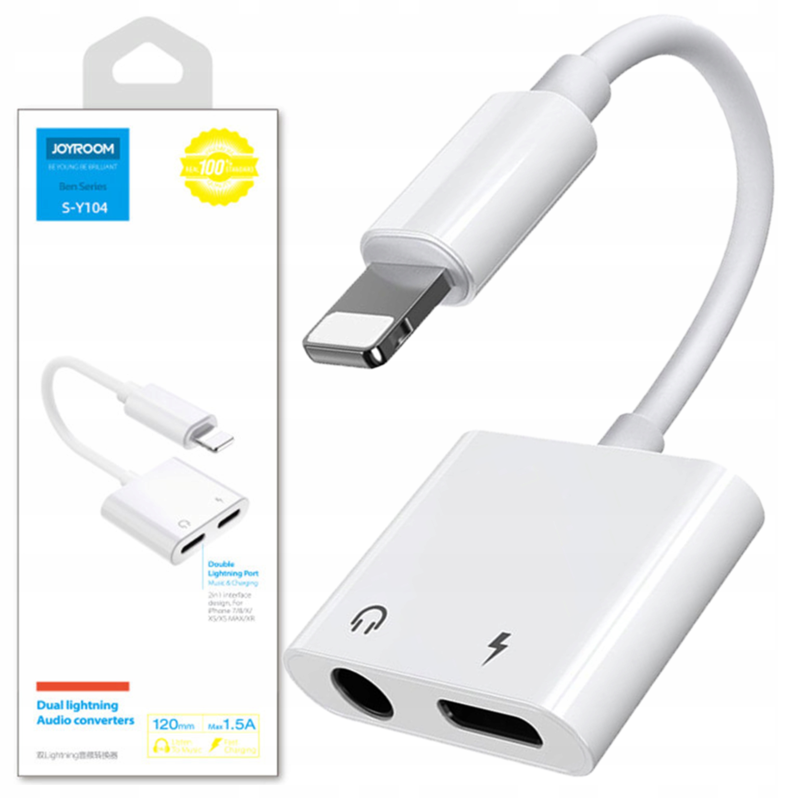 Joyroom Adapter Mini Jack 35MM Do Lightning Do Lightning Przejściówka Biały